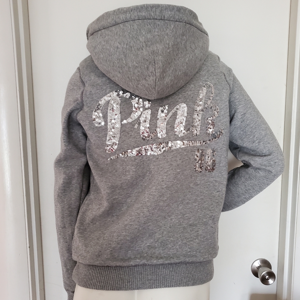 VS Pink Victoria's Secret Faux Animal Print Fur Lined Hoodie Hooded Jacket Coat